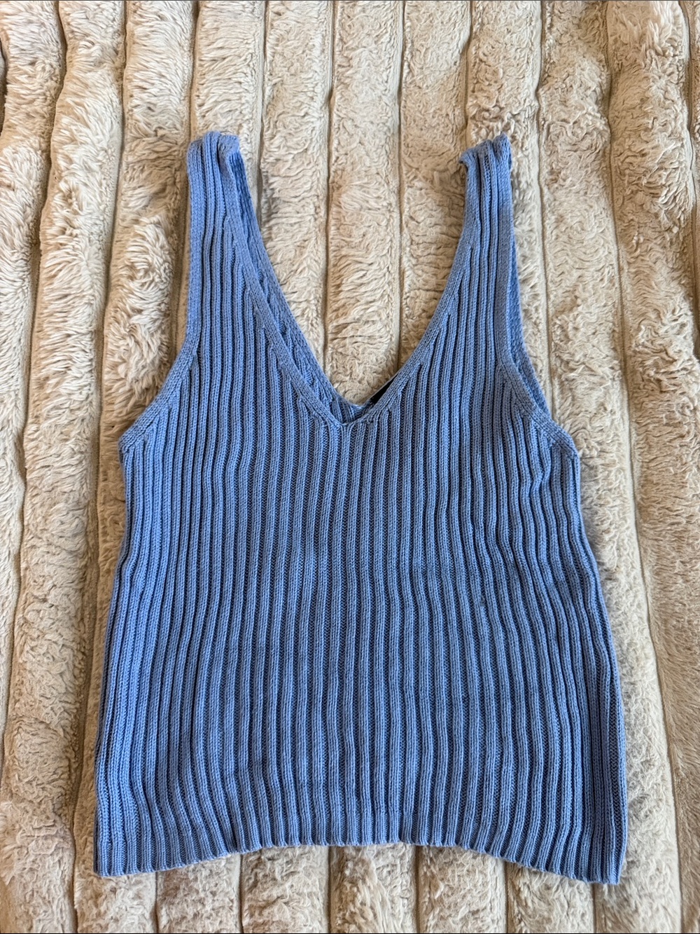 Y/Project Dusty Blue Ribbed V-Neck Knit Tank